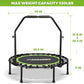 ONETWOFIT Foldable Rebounder Trampoline for Adults, 45" Mini Fitness Trampoline W/Adjustable Foam Handle Bungees, Quiet Exercise Trampoline Max Load 330lbs