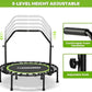 ONETWOFIT Foldable Rebounder Trampoline for Adults, 45" Mini Fitness Trampoline W/Adjustable Foam Handle Bungees, Quiet Exercise Trampoline Max Load 330lbs