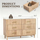 Nidouillet Fluted Dresser for Bedroom, 6-Drawer Modern Chest with Faux Marble Top, 47" Wide Natural Oak Organizer with Spacious Storage and an Easy-Wipe Marble Top for Living Room & Hallway AB034201