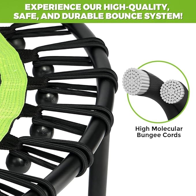 ONETWOFIT Foldable Rebounder Trampoline for Adults, 45" Mini Fitness Trampoline W/Adjustable Foam Handle Bungees, Quiet Exercise Trampoline Max Load 330lbs
