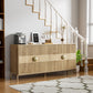 Fluted Buffet Cabinet with Storage, 63" Sideboard Cabinet with 4 Doors & Adjustable Shelves, Modern Accent Credenza, Wood Coffee Bar Console Table for Kitchen, Living Room, Dining Room and EntrywayAB034501