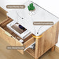 Faux Marble Side Table with Drawer, Modern Nightstand Bedside Table with Open Storage Shelf for Farmhouse Style, Small Space Living Room or Bedroom AB034401