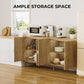 Fluted Buffet Cabinet with Storage, 63" Sideboard Cabinet with 4 Doors & Adjustable Shelves, Modern Accent Credenza, Wood Coffee Bar Console Table for Kitchen, Living Room, Dining Room and EntrywayAB034501