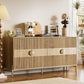 Fluted Buffet Cabinet with Storage, 63" Sideboard Cabinet with 4 Doors & Adjustable Shelves, Modern Accent Credenza, Wood Coffee Bar Console Table for Kitchen, Living Room, Dining Room and EntrywayAB034501