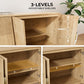 Fluted Buffet Cabinet with Storage, 63" Sideboard Cabinet with 4 Doors & Adjustable Shelves, Modern Accent Credenza, Wood Coffee Bar Console Table for Kitchen, Living Room, Dining Room and EntrywayAB034501