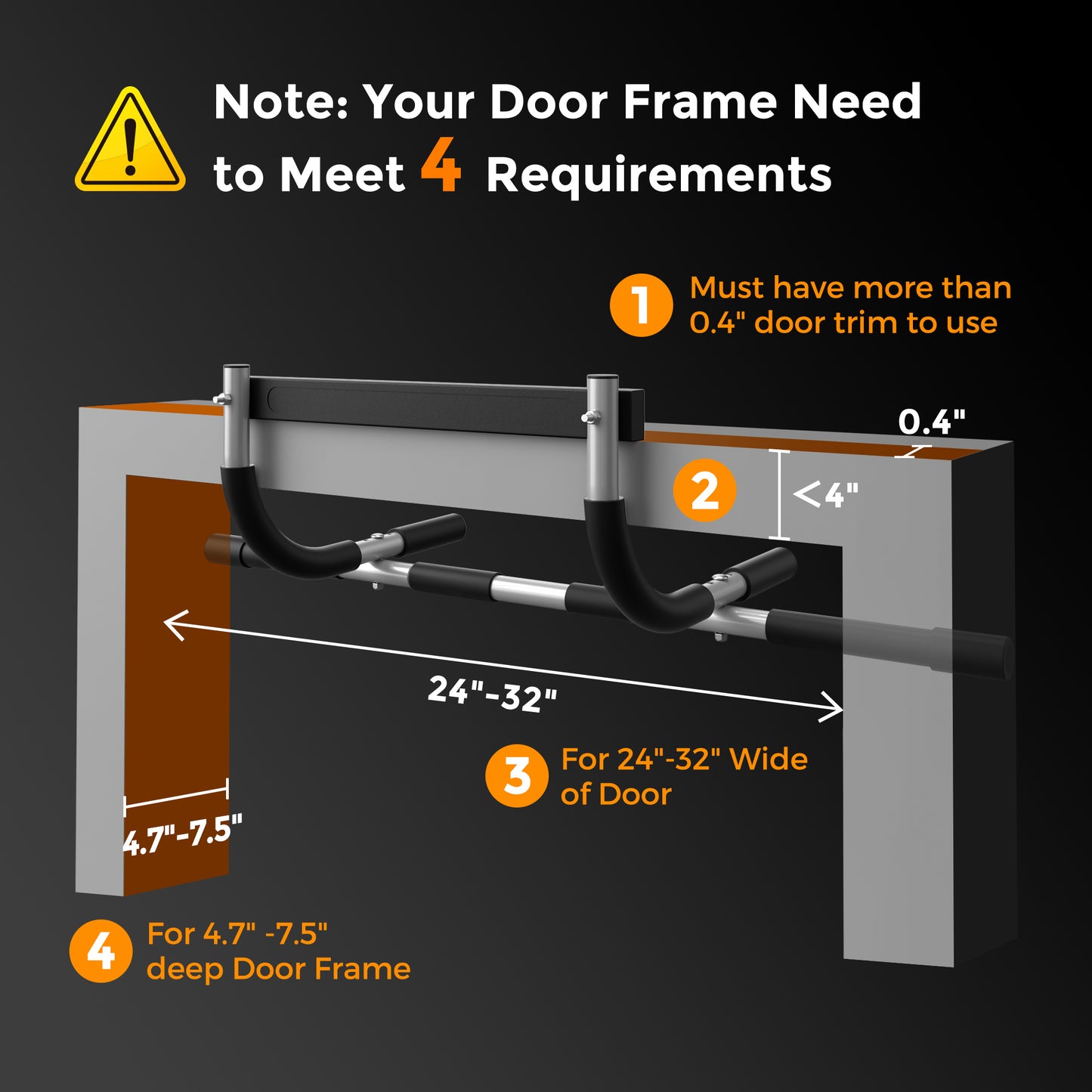 ONETWOFIT Pull Up Bar for Doorway