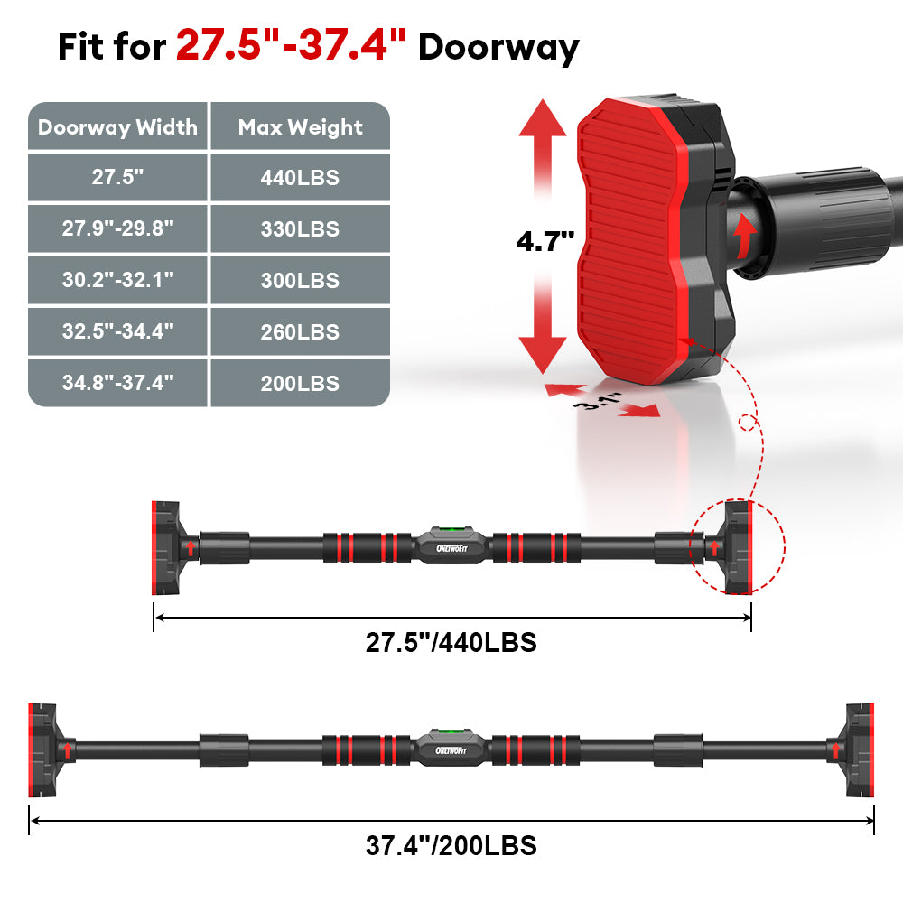 ONETWOFIT Doorway Pull Up Bar, 1-Sec Stretching Door Frame Chin up Bar