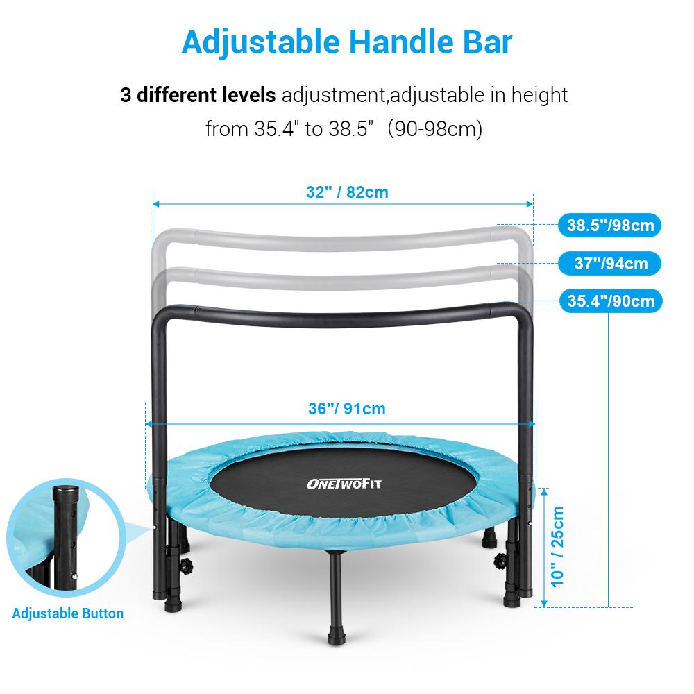 36 Inch Mini Trampoline for Kids, Portable Small Toddler Trampoline with Handrail OT201