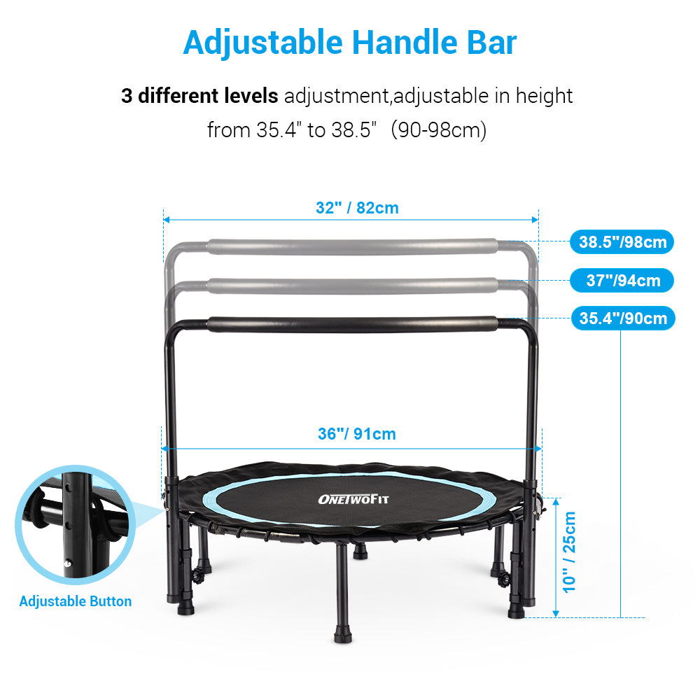 36 Inch Portable with Handrail with Adjustable heighte Indoor or Outdoor mini Toddler‘s Trampoline  OT200