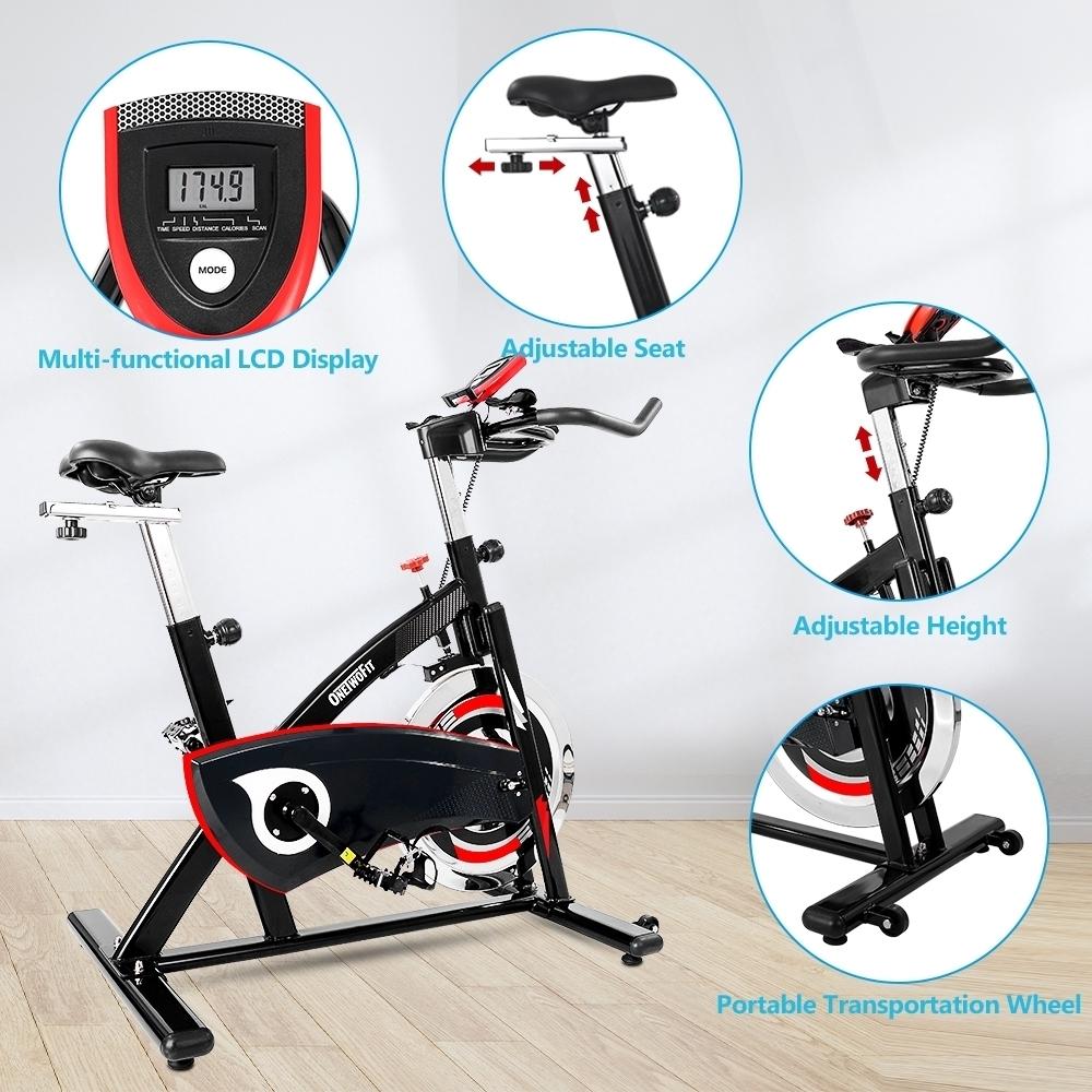 Spinning Bike Pro Exercise Bike Indoor Cycling 44Lbs Flywheel Belt Drive  OT319