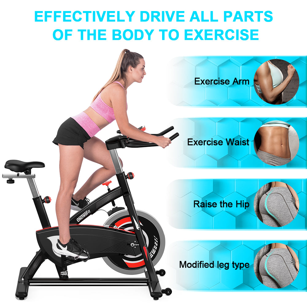 Spinning Bike Pro Exercise Bike Indoor Cycling 44Lbs Flywheel Belt Drive  OT319