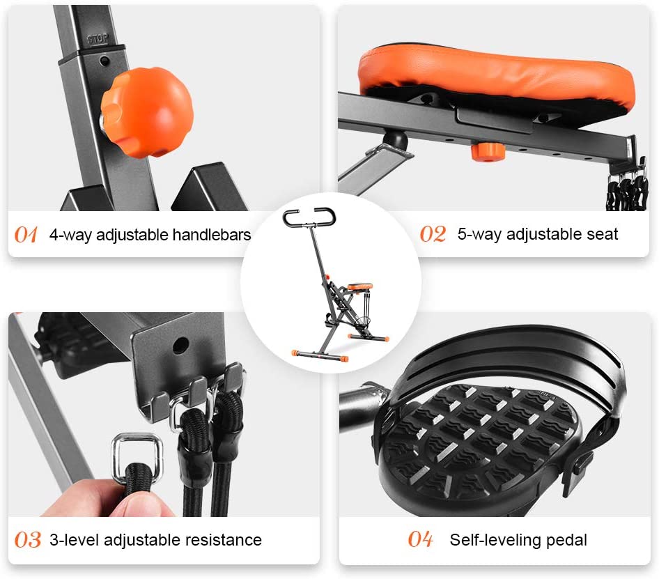 Foldable Exercise Bike Fitness Workout System for Abs Arms Legs Back and Glutes Train Cardio Exercise at Home