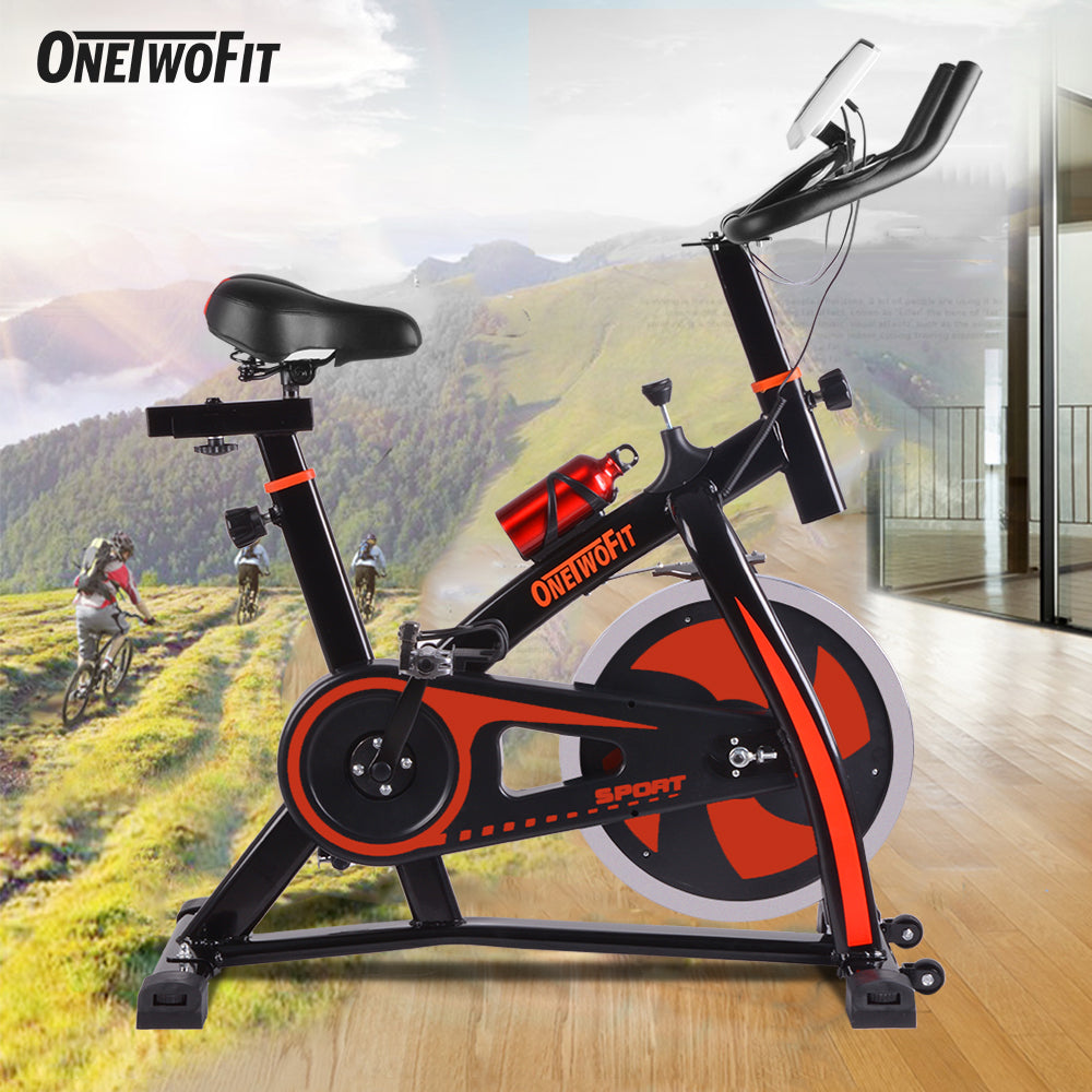 Spinning Bike Indoor Exercise Bike With LCD Monitor With Belt Drive And bear 440Lbs OT018R