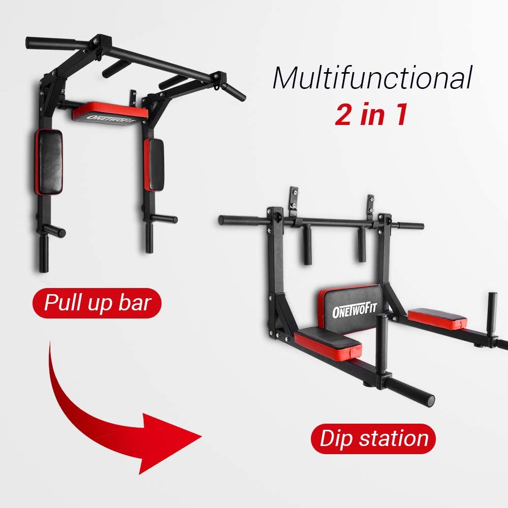 OneTwoFit Muscle-Building and Body-Sculpting Wall Mounted Pull Up Bar OT126