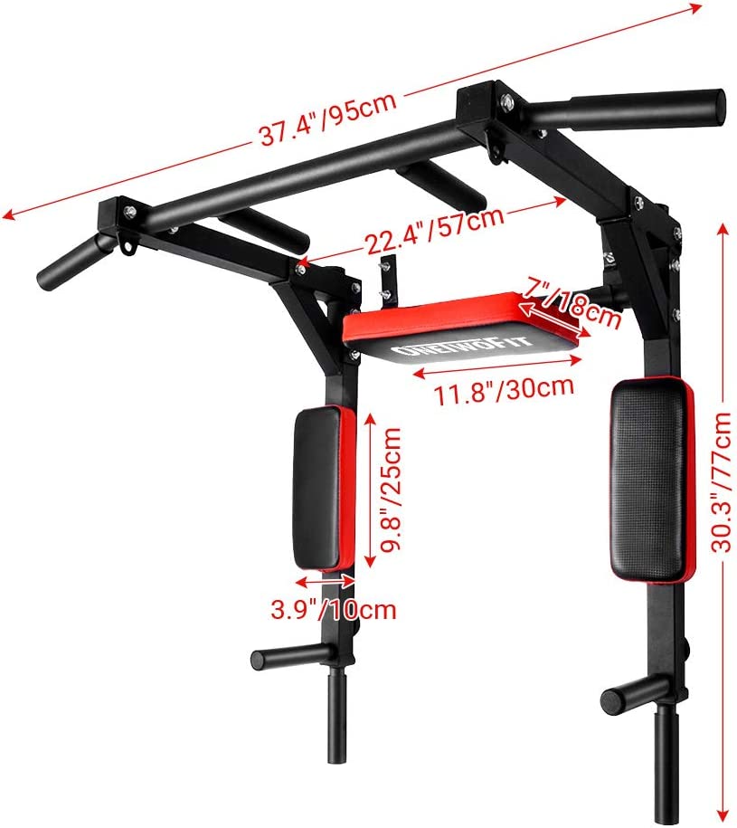 OneTwoFit Muscle-Building and Body-Sculpting Wall Mounted Pull Up Bar OT126