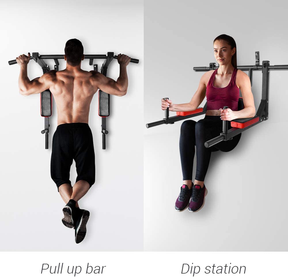 OneTwoFit Muscle-Building and Body-Sculpting Wall Mounted Pull Up Bar OT126