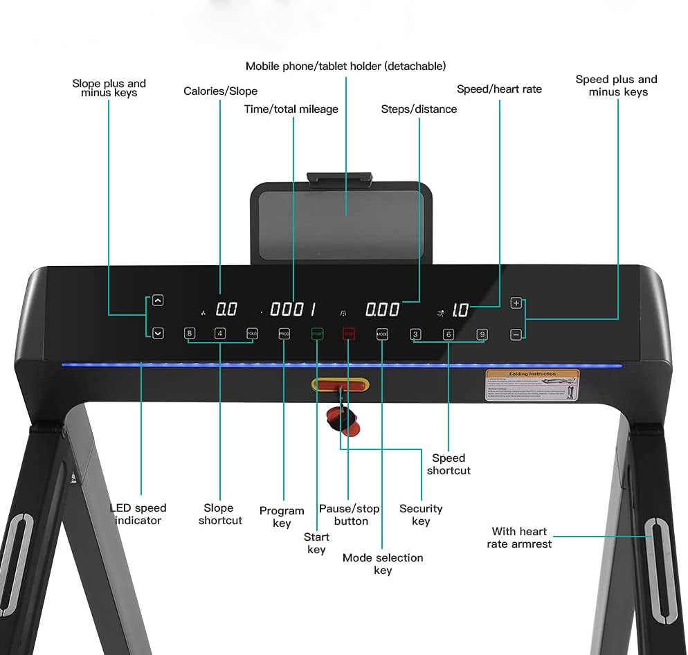 Multifunctional Smart Home Treadmill With Auto Incline And Foldable Wide Deck OT0330