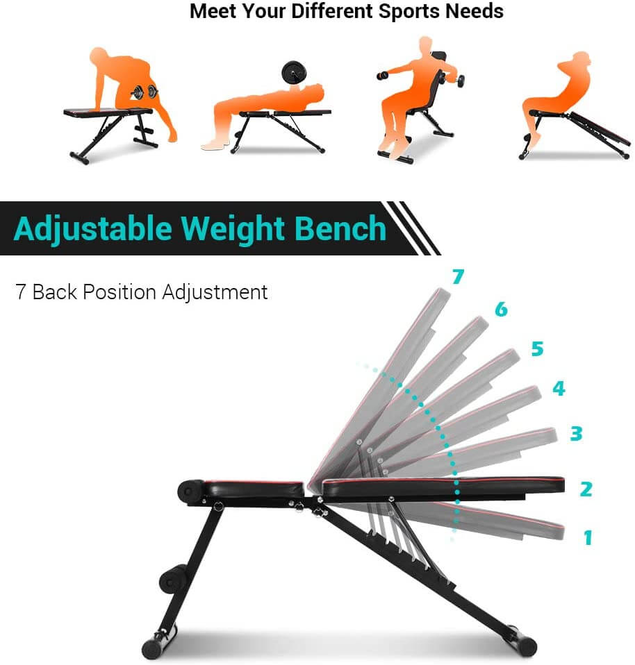 Folding Adjustable Weight Lifting Bench  Sit Up Bench for Home Gym OT226