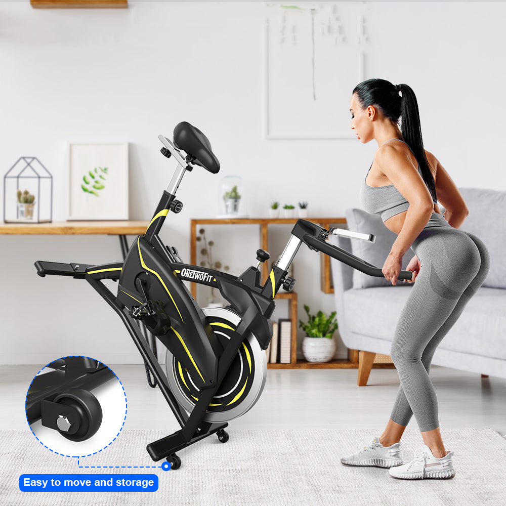 Pro Indoor Exercise Bike Spinning Bike Belt Magnetic Drive with 28Lbs Flywheel OT315